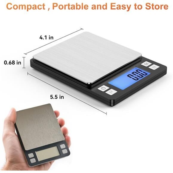 0.01g/1kg Upgraded Small Digital Scale, USB Rechargeable, with Larger - Picture 4 of 8